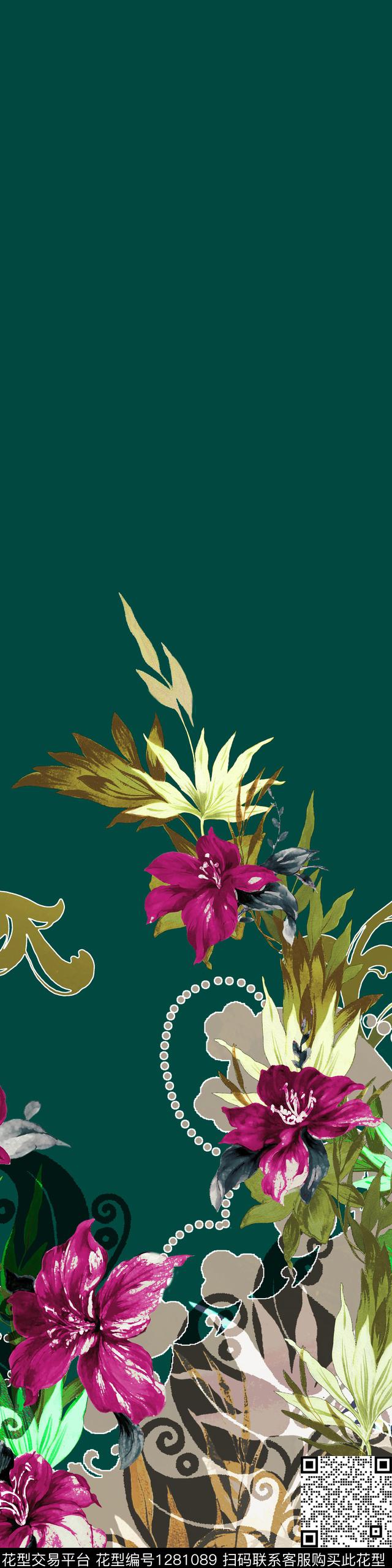 大牌风旗袍定位花数码印花华亿平台下载（图片编号: 1281089） - 瓦栏（Walan）