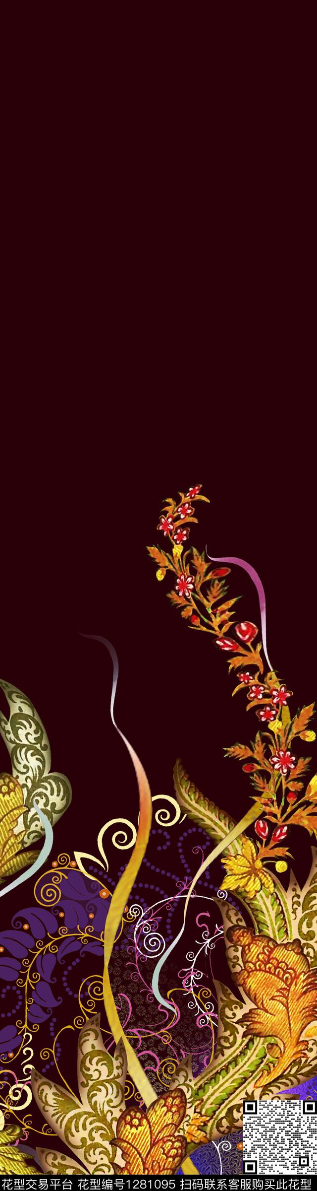 旗袍民族风抽象数码印花华亿平台下载（图片编号: 1281095） - 瓦栏（Walan）