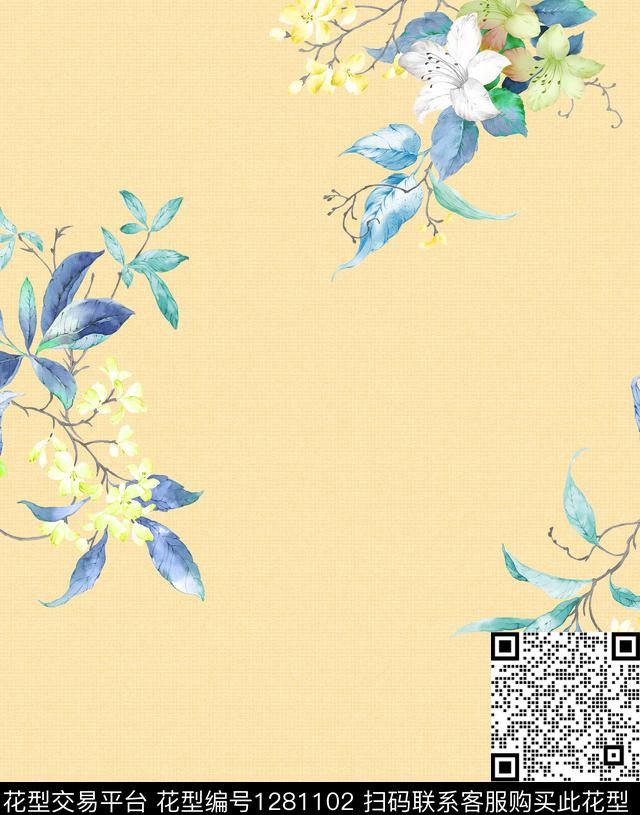水彩春夏华亿平台数码印花华亿平台下载（图片编号: 1281102） - 瓦栏（Walan）