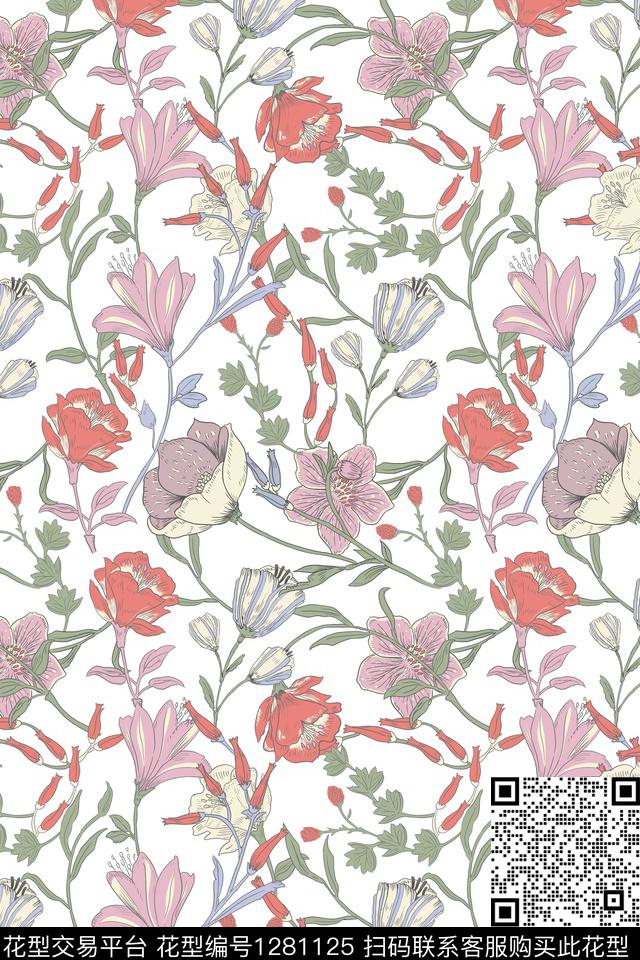 花卉绿植树叶数码印花华亿平台下载（图片编号: 1281125） - 瓦栏（Walan）