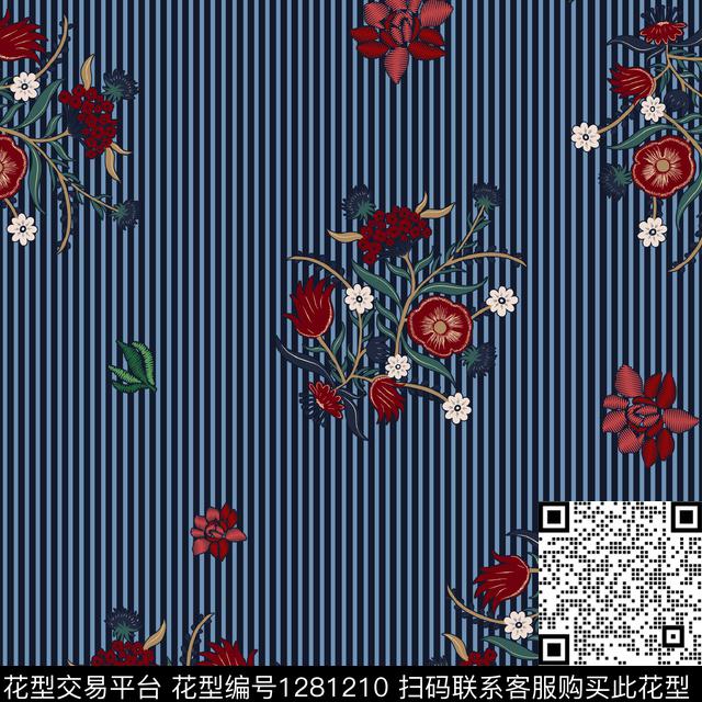 条纹民族花纹绣花华亿平台数码印花华亿平台下载（图片编号: 1281210） - 瓦栏（Walan）