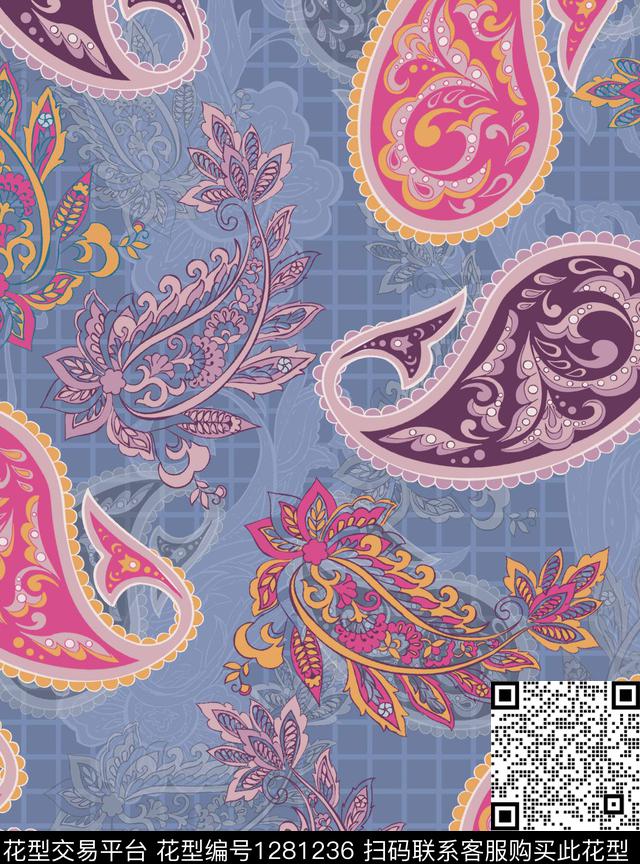 佩斯利大牌风欧洲传统印花华亿平台下载（图片编号: 1281236） - 瓦栏（Walan）