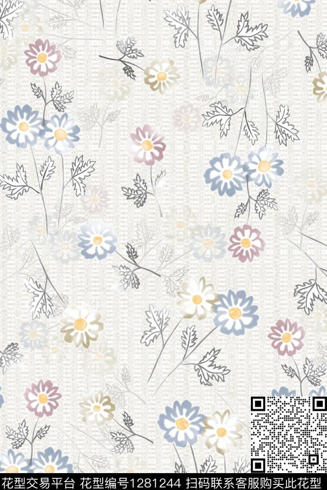 连衣裙小清新简约花卉传统印花华亿平台下载（图片编号: 1281244） - 瓦栏（Walan）