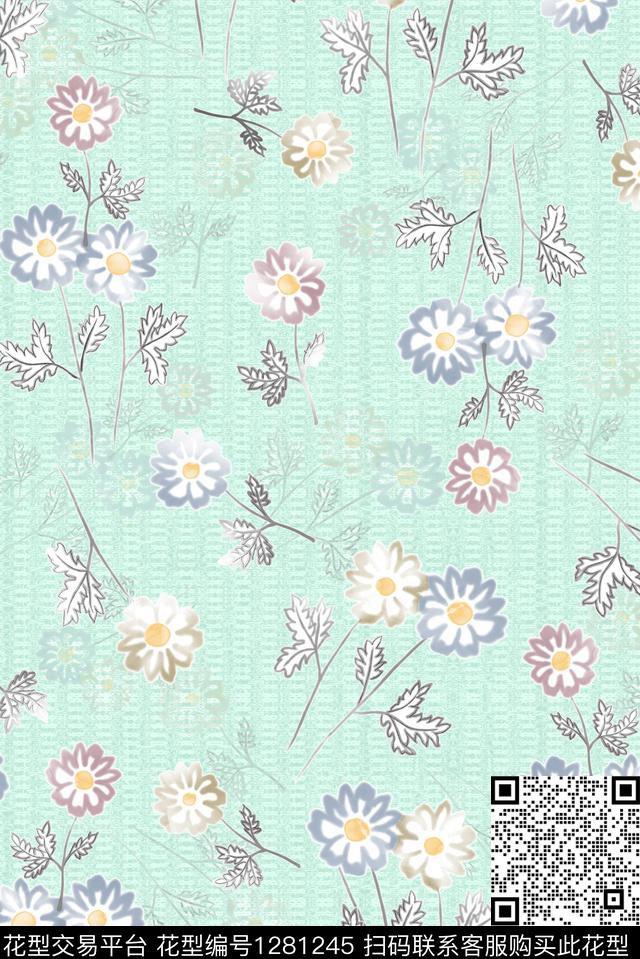 连衣裙小清新简约花卉传统印花华亿平台下载（图片编号: 1281245） - 瓦栏（Walan）