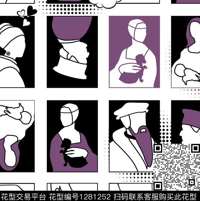 人物格子波普传统印花华亿平台下载（图片编号: 1281252） - 瓦栏（Walan）