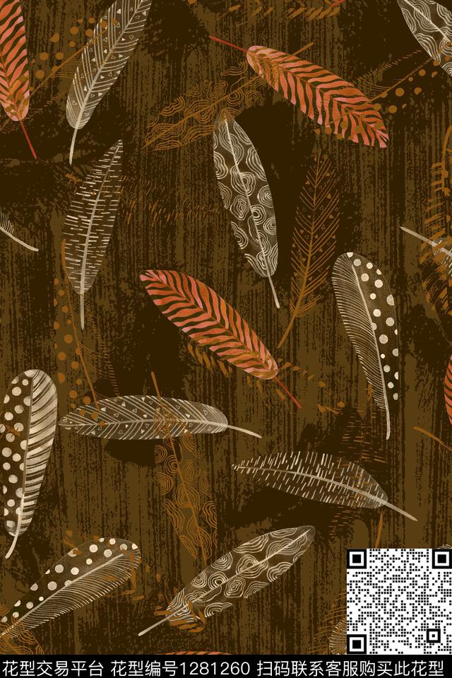 羽毛春夏华亿平台肌理数码印花华亿平台下载（图片编号: 1281260） - 瓦栏（Walan）