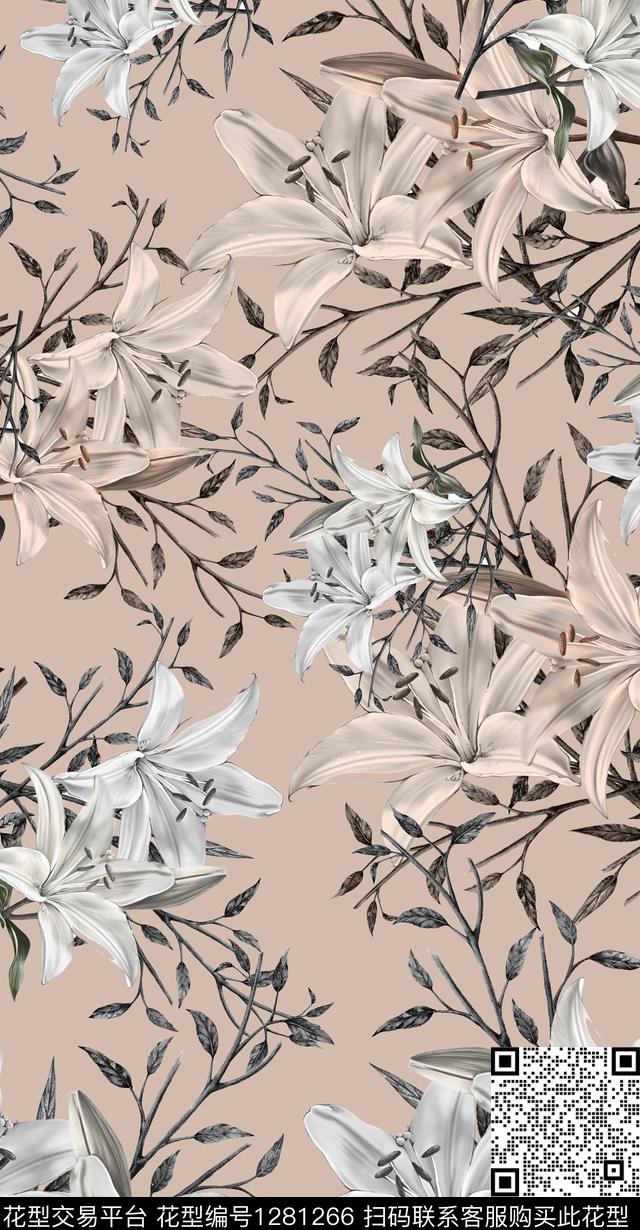 数码华亿平台水彩大牌风数码印花华亿平台下载（图片编号: 1281266） - 瓦栏（Walan）