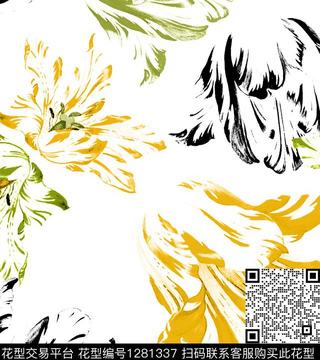 大牌风大花郁金香数码印花华亿平台下载（图片编号: 1281337） - 瓦栏（Walan）