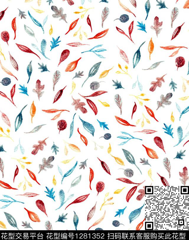 小碎花小雏菊绿植树叶数码印花华亿平台下载（图片编号: 1281352） - 瓦栏（Walan）