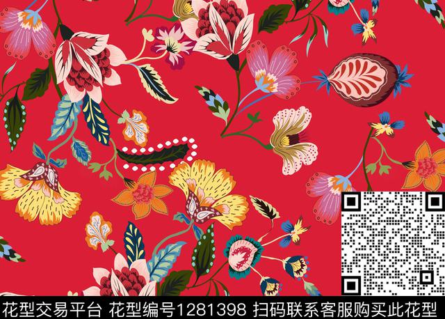 花卉大牌风小碎花传统印花华亿平台下载（图片编号: 1281398） - 瓦栏（Walan）