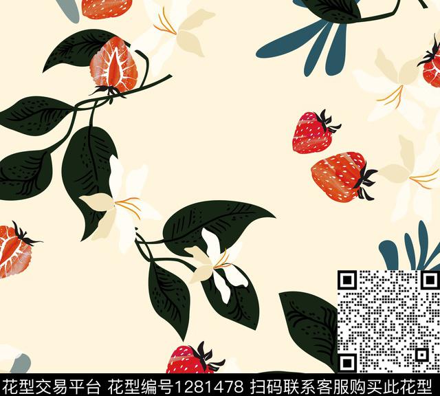 水果花卉文艺传统印花华亿平台下载（图片编号: 1281478） - 瓦栏（Walan）
