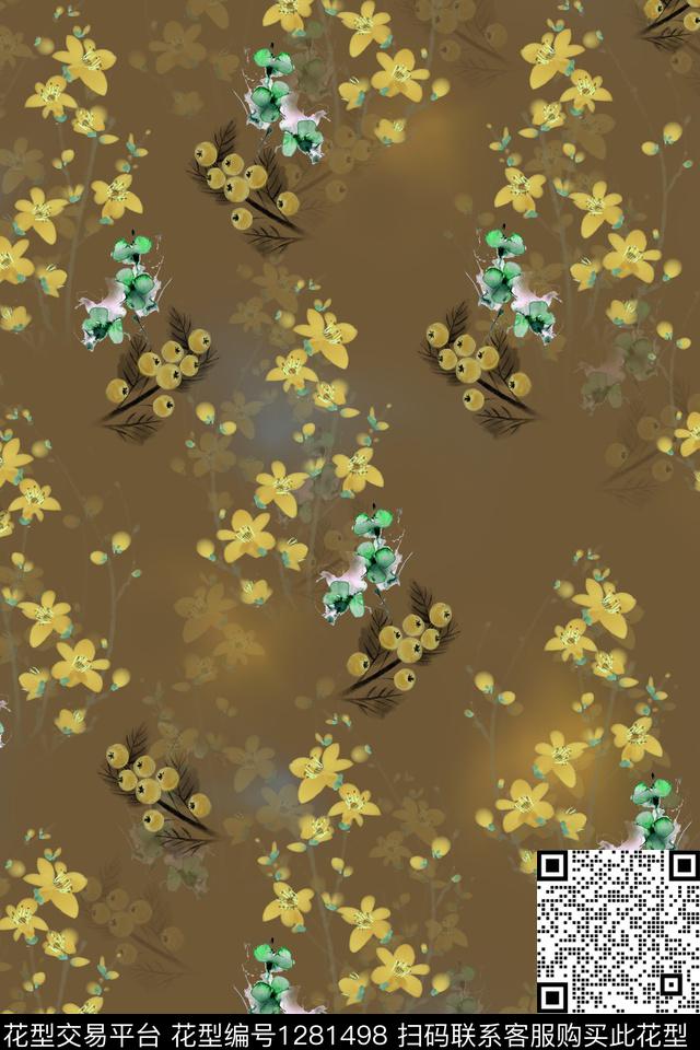 女装连衣裙花卉数码印花华亿平台下载（图片编号: 1281498） - 瓦栏（Walan）