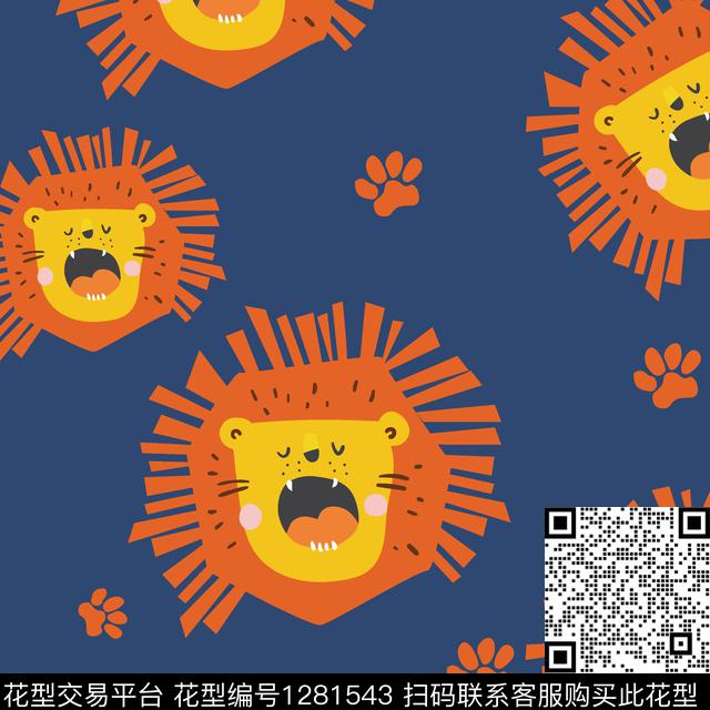 卡通动物狮子童装传统印花华亿平台下载（图片编号: 1281543） - 瓦栏（Walan）