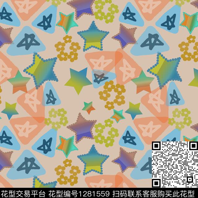 卡通婴童图案彩笔涂鸦手绘线条笔触数码印花华亿平台下载（图片编号: 1281559） - 瓦栏（Walan）