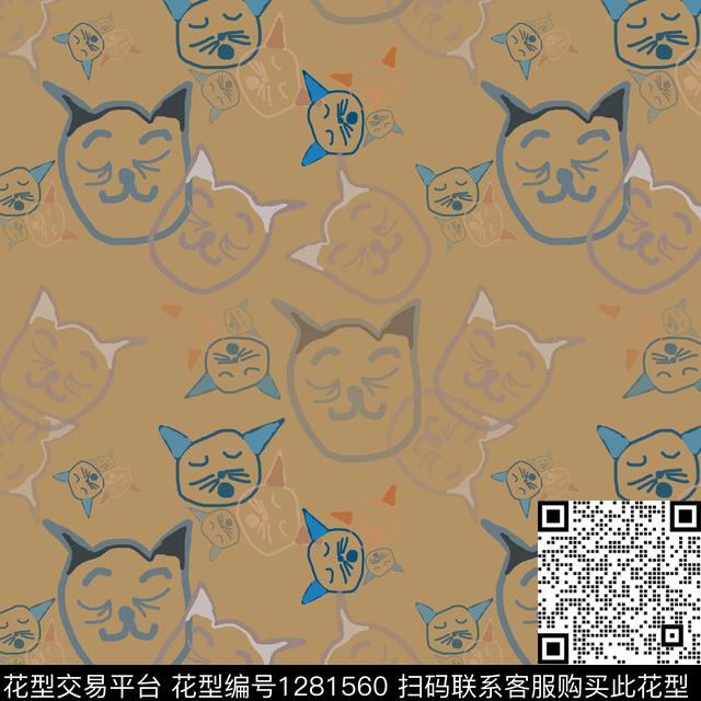 动物手绘线条笔触彩笔涂鸦传统印花华亿平台下载（图片编号: 1281560） - 瓦栏（Walan）