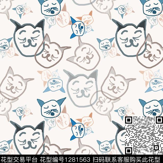 动物手绘线条笔触彩笔涂鸦传统印花华亿平台下载（图片编号: 1281563） - 瓦栏（Walan）