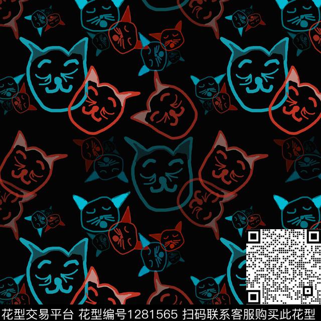 动物手绘线条笔触彩笔涂鸦传统印花华亿平台下载（图片编号: 1281565） - 瓦栏（Walan）