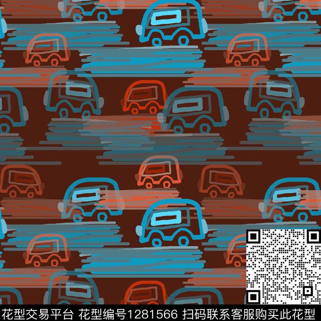 小汽车卡通婴童图案彩笔涂鸦传统印花华亿平台下载（图片编号: 1281566） - 瓦栏（Walan）