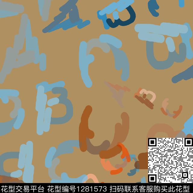 字母手绘线条笔触卡通婴童图案传统印花华亿平台下载（图片编号: 1281573） - 瓦栏（Walan）