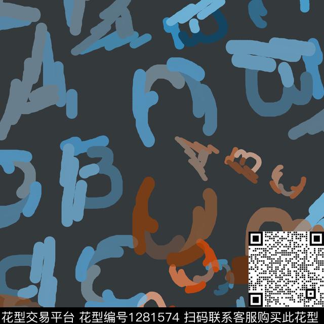 字母手绘线条笔触卡通婴童图案传统印花华亿平台下载（图片编号: 1281574） - 瓦栏（Walan）