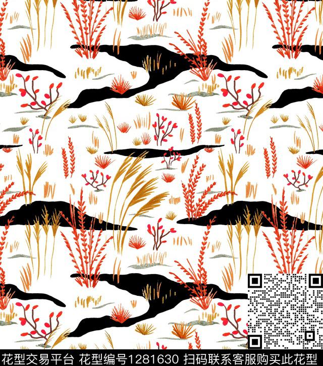 几何小碎花抽象笔触数码印花华亿平台下载（图片编号: 1281630） - 瓦栏（Walan）