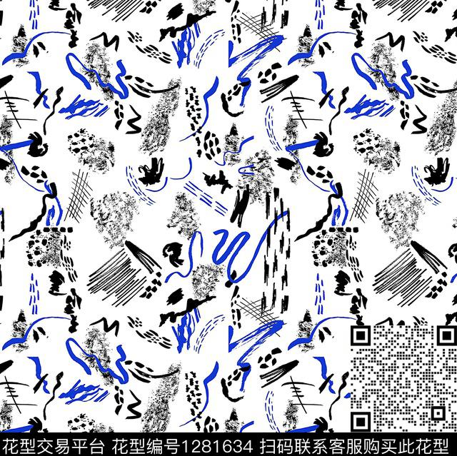 几何小碎花抽象笔触数码印花华亿平台下载（图片编号: 1281634） - 瓦栏（Walan）