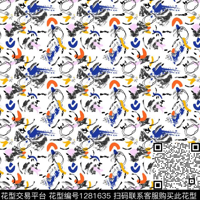 几何小碎花抽象笔触数码印花华亿平台下载（图片编号: 1281635） - 瓦栏（Walan）