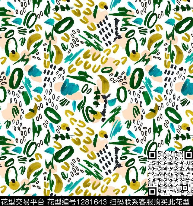 几何小碎花抽象笔触数码印花华亿平台下载（图片编号: 1281643） - 瓦栏（Walan）