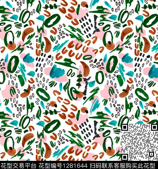 几何小碎花抽象笔触数码印花华亿平台下载（图片编号: 1281644） - 瓦栏（Walan）