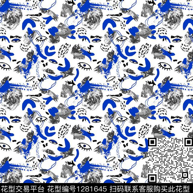 几何小碎花抽象笔触数码印花华亿平台下载（图片编号: 1281645） - 瓦栏（Walan）