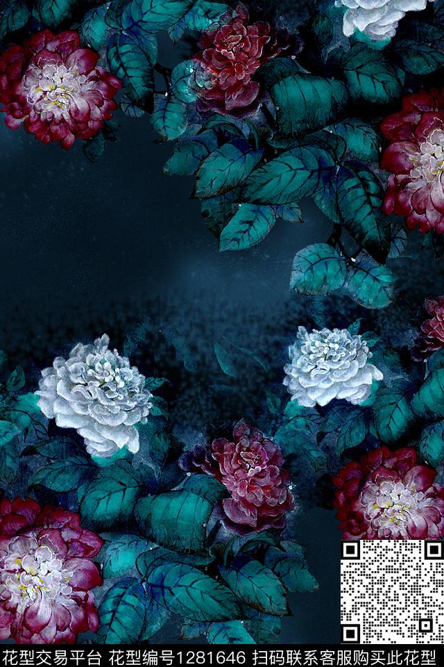 大牌风香云纱中国风数码印花华亿平台下载（图片编号: 1281646） - 瓦栏（Walan）