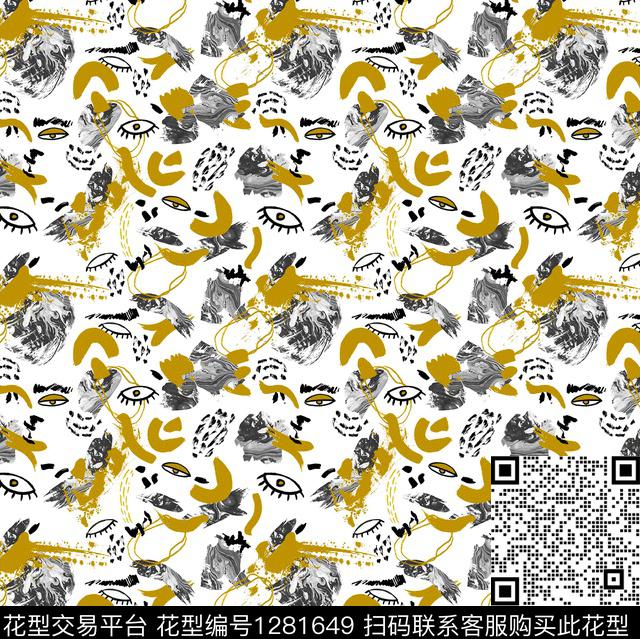 几何小碎花抽象笔触数码印花华亿平台下载（图片编号: 1281649） - 瓦栏（Walan）