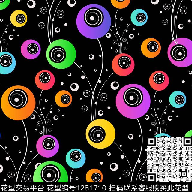 几何抽象圆球数码印花华亿平台下载（图片编号: 1281710） - 瓦栏（Walan）