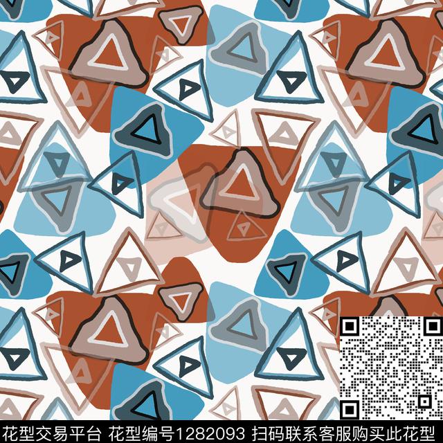 三角形几何手绘线条笔触传统印花华亿平台下载（图片编号: 1282093） - 瓦栏（Walan）