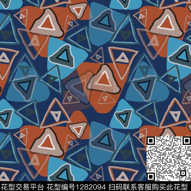三角形几何手绘线条笔触传统印花华亿平台下载（图片编号: 1282094） - 瓦栏（Walan）