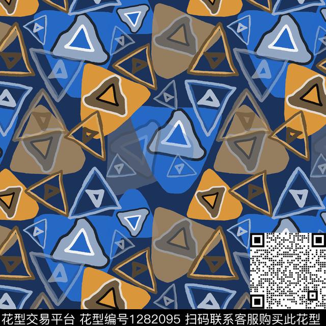 三角形几何手绘线条笔触传统印花华亿平台下载（图片编号: 1282095） - 瓦栏（Walan）