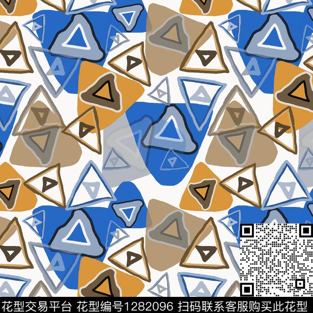 三角形几何手绘线条笔触传统印花华亿平台下载（图片编号: 1282096） - 瓦栏（Walan）