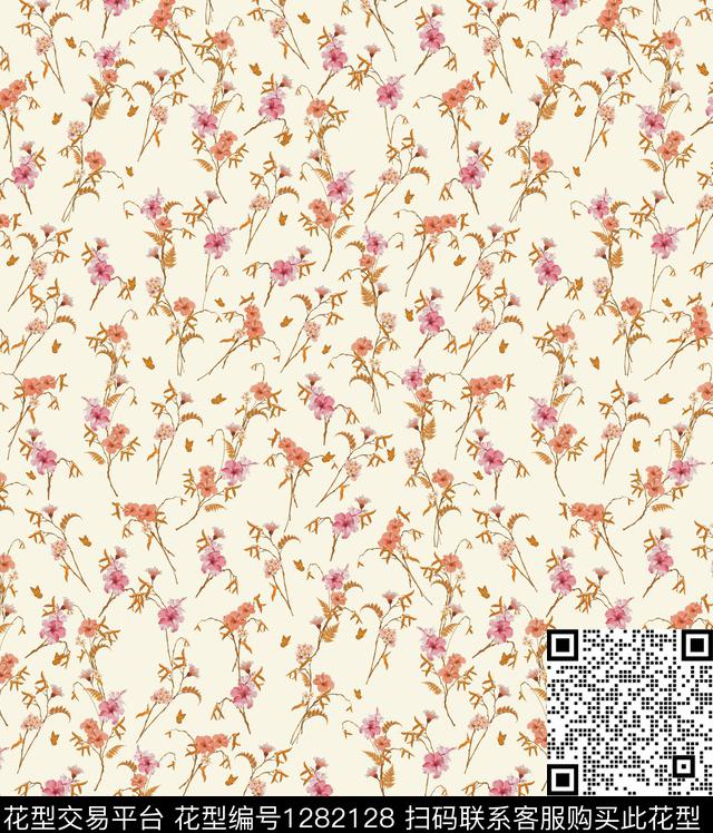 黑底花卉女装木槿花数码印花华亿平台下载（图片编号: 1282128） - 瓦栏（Walan）