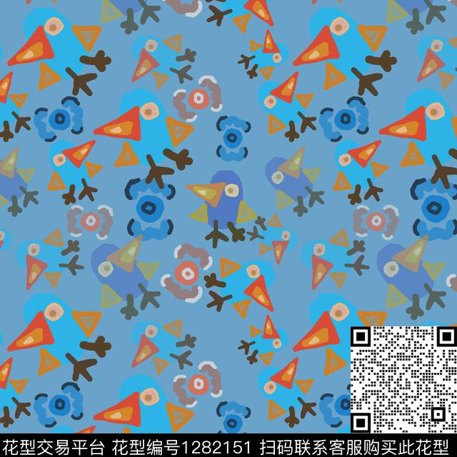 三角形鸟几何传统印花华亿平台下载（图片编号: 1282151） - 瓦栏（Walan）