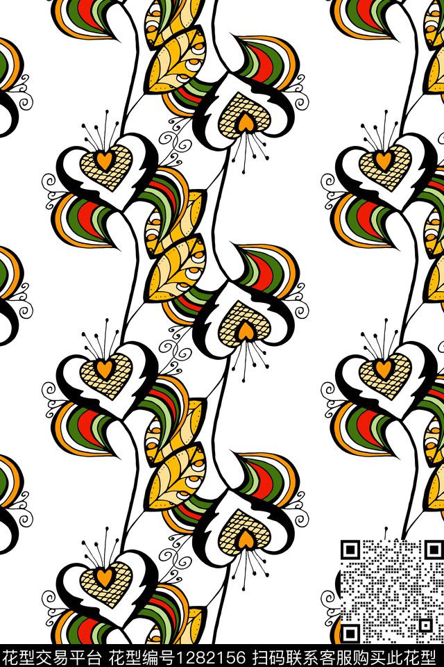 复古花卉抽象数码印花华亿平台下载（图片编号: 1282156） - 瓦栏（Walan）