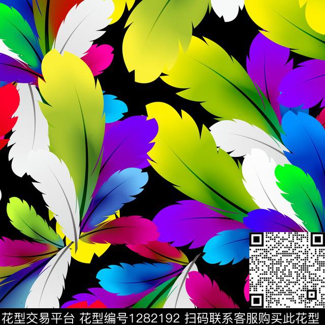 水彩羽毛手绘数码印花华亿平台下载（图片编号: 1282192） - 瓦栏（Walan）