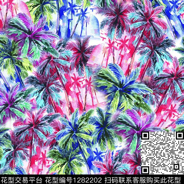女装数码华亿平台绿植树叶数码印花华亿平台下载（图片编号: 1282202） - 瓦栏（Walan）