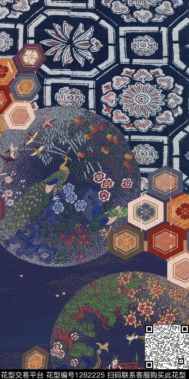 复古定位花中老年数码印花华亿平台下载（图片编号: 1282225） - 瓦栏（Walan）