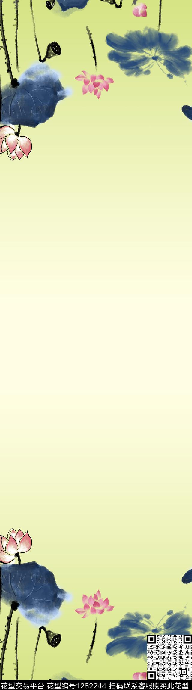 旗袍中国风荷花数码印花华亿平台下载（图片编号: 1282244） - 瓦栏（Walan）