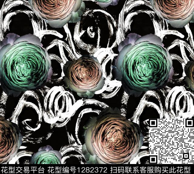 水彩花卉混沌数码印花华亿平台下载（图片编号: 1282372） - 瓦栏（Walan）