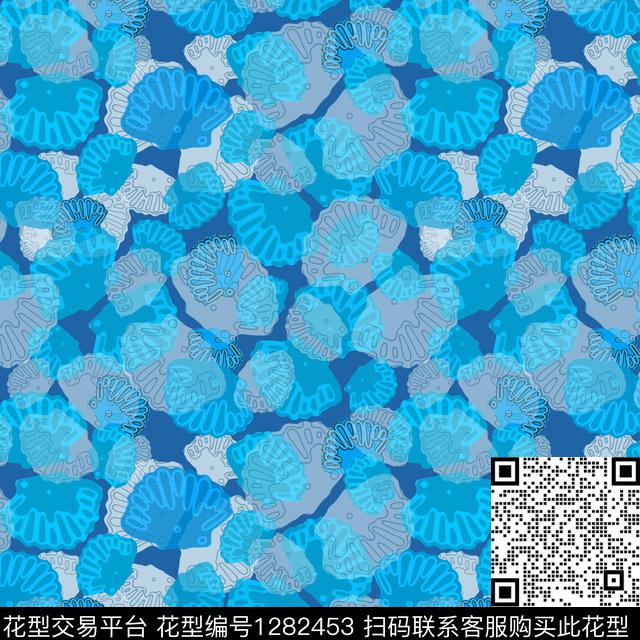 海底宝藏热带海滨度假贝壳印花数码印花华亿平台下载（图片编号: 1282453） - 瓦栏（Walan）