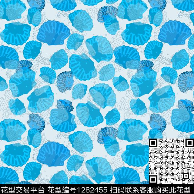 海底宝藏热带海滨度假贝壳印花数码印花华亿平台下载（图片编号: 1282455） - 瓦栏（Walan）