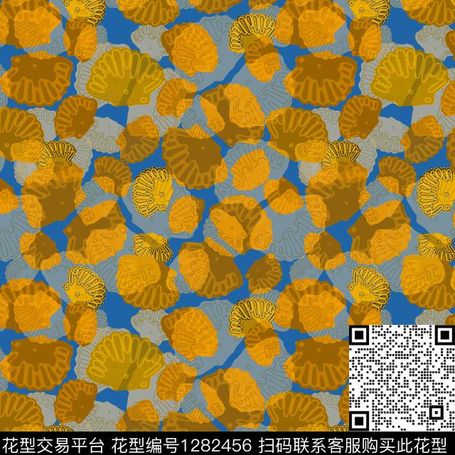 海底宝藏热带海滨度假贝壳印花数码印花华亿平台下载（图片编号: 1282456） - 瓦栏（Walan）