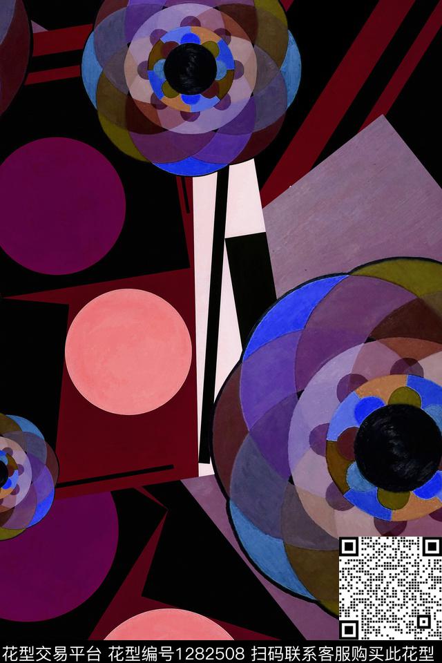 几何大牌风抽象数码印花华亿平台下载（图片编号: 1282508） - 瓦栏（Walan）