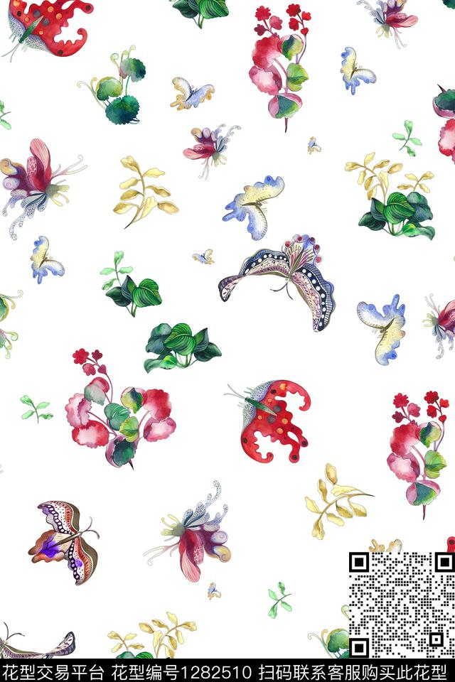 花卉大牌风植物数码印花华亿平台下载（图片编号: 1282510） - 瓦栏（Walan）